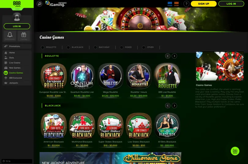 888 Casino screenshot