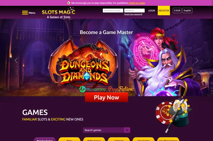 Slots Magic homepage