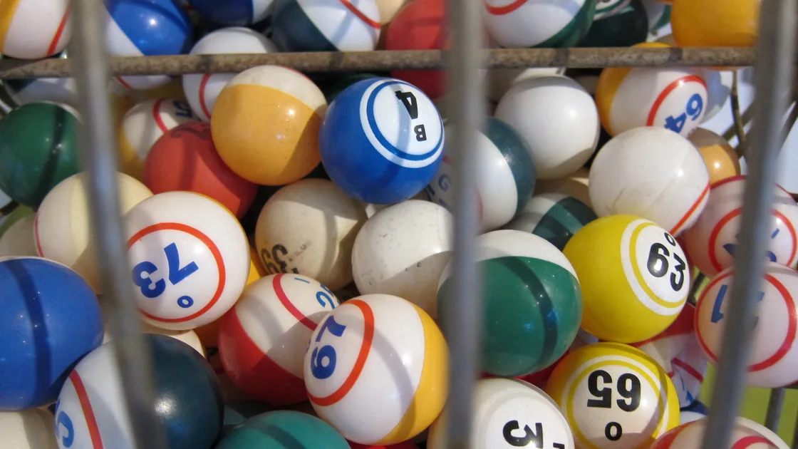 Numbered draw balls of a keno game