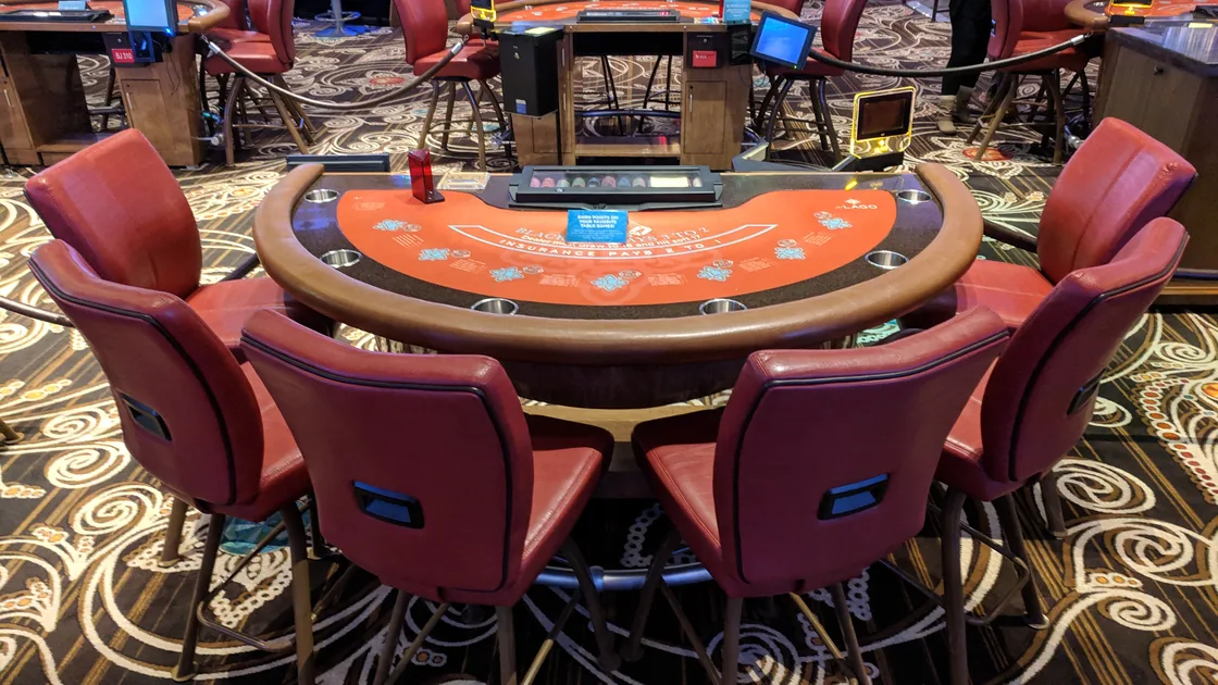 Card table where baccarat is dealt