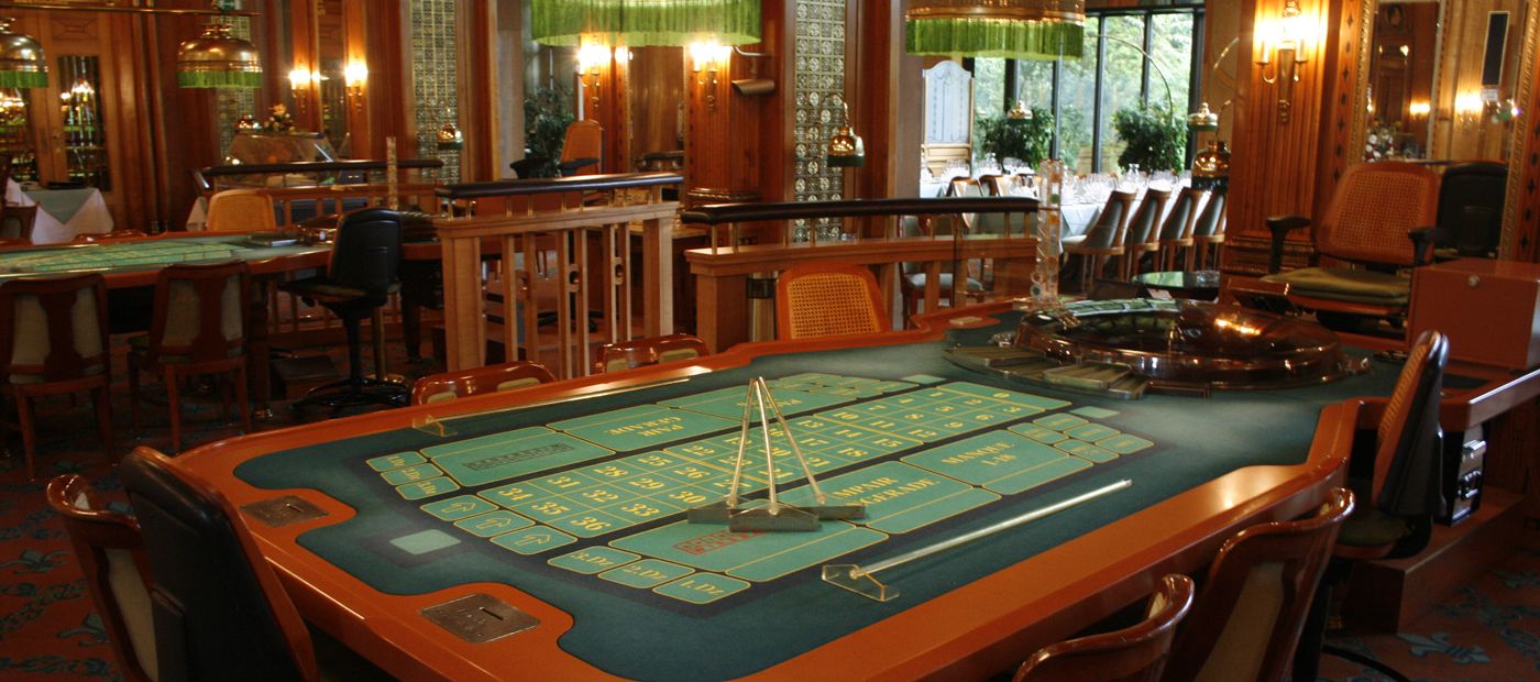 Roulette table in a casino hall