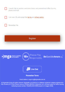 All Slots Casino Register Step 2